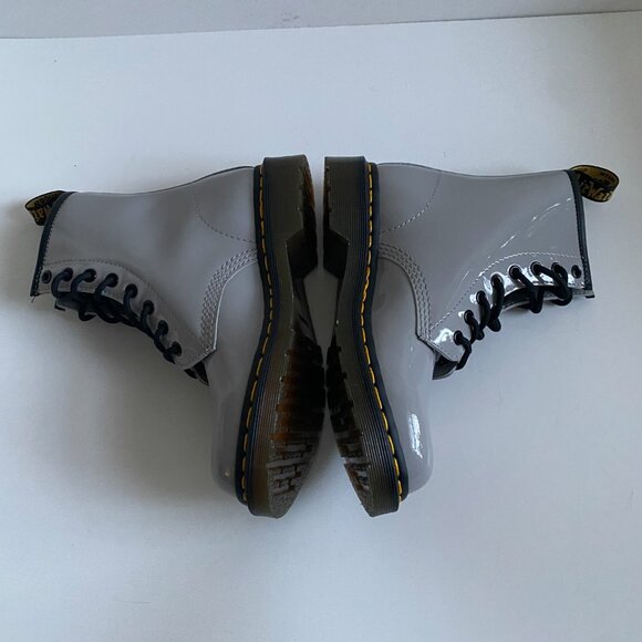 NWT Dr. Martens 1460 Zinc Gray Lamper Patent Leather Women's Boots Size 7 27635 - Picture 8 of 16